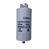 Конденсатор CBB60 20uF 450V (4 клеммы, с болтом)